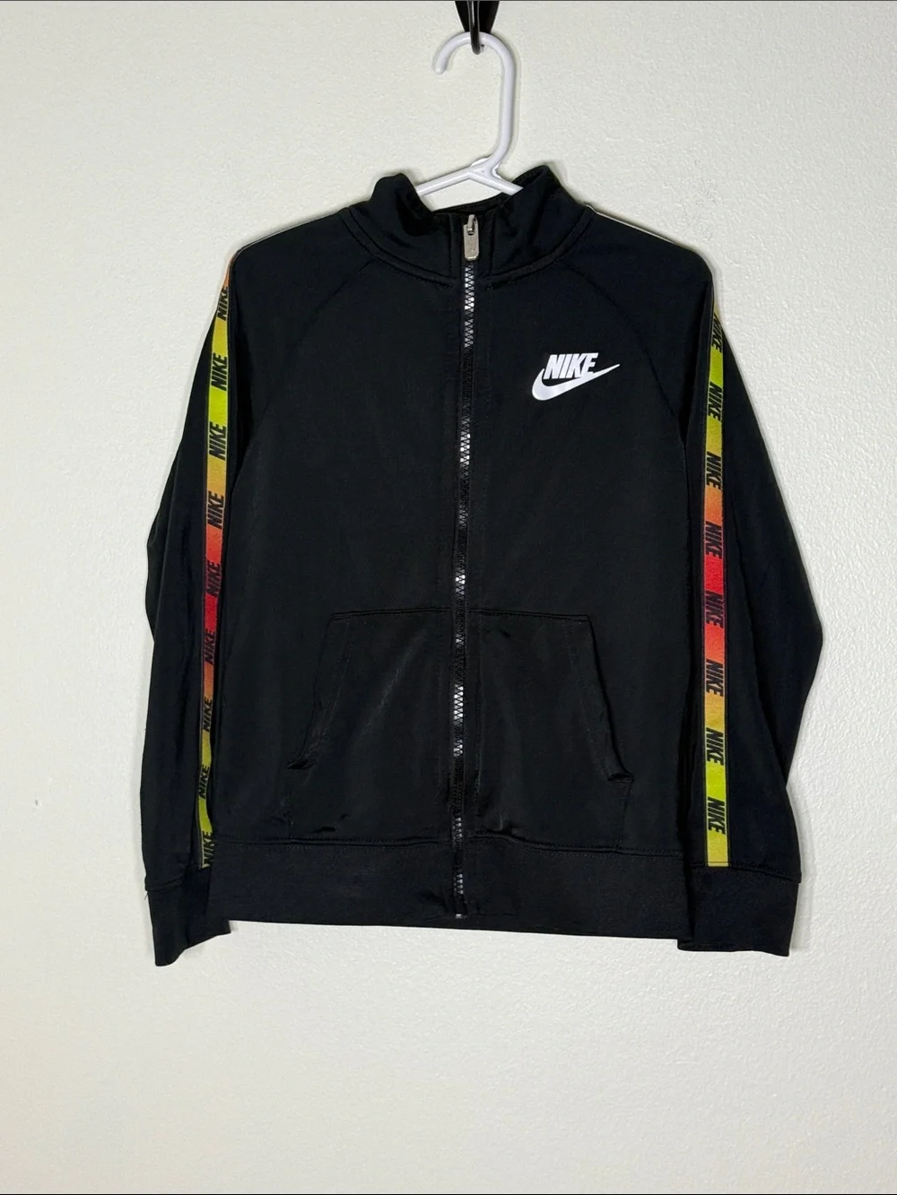 Nike Black Track Jacket with Rainbow Logo Tape